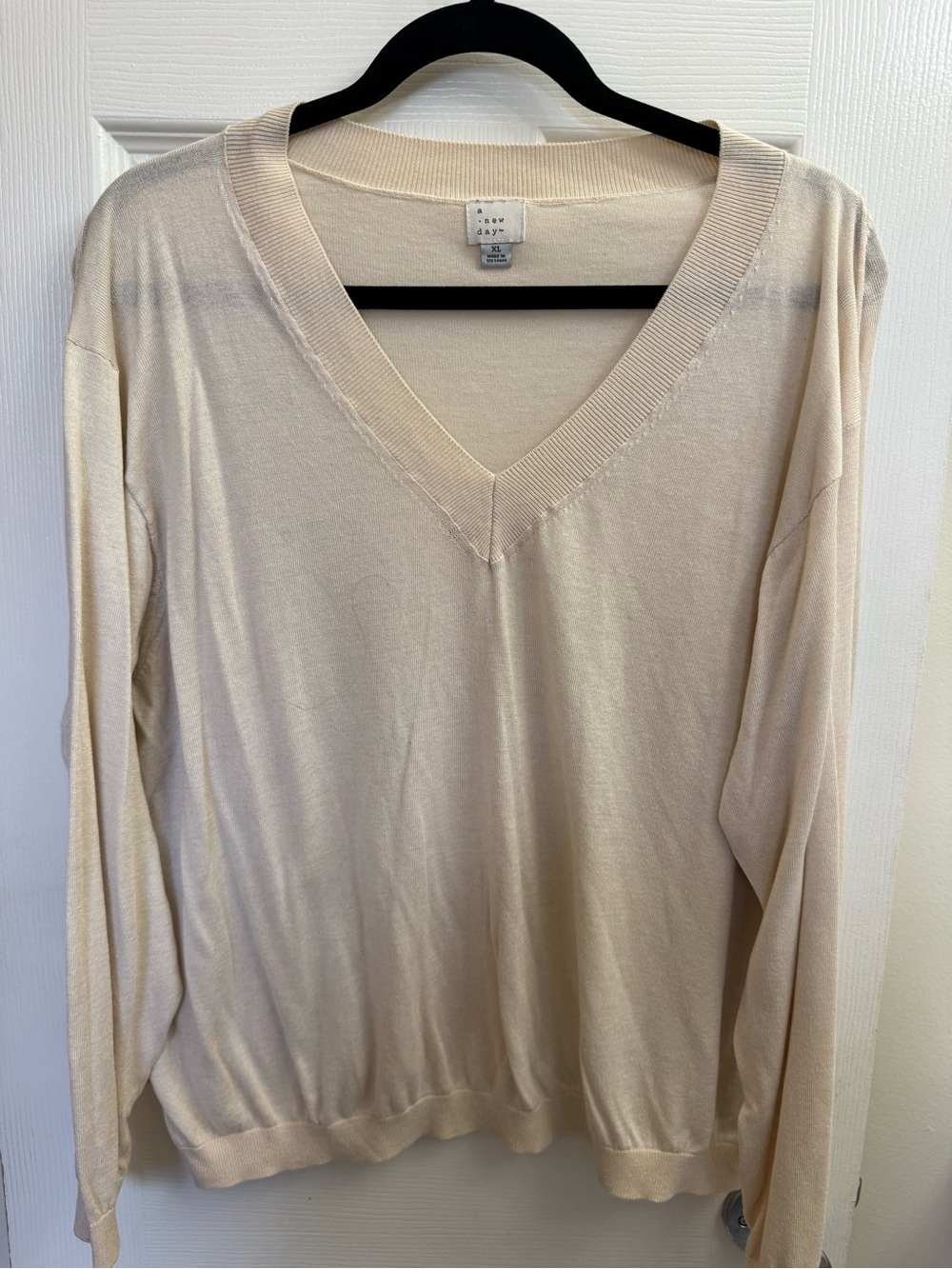 a new day Cream V-Neck Women's Sweater